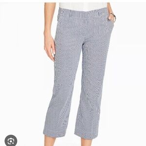 talbots women 8 chelsea striped straight Leg crop pants Blue White Coastal